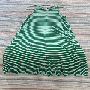 Green Striped Sleeveless Dress